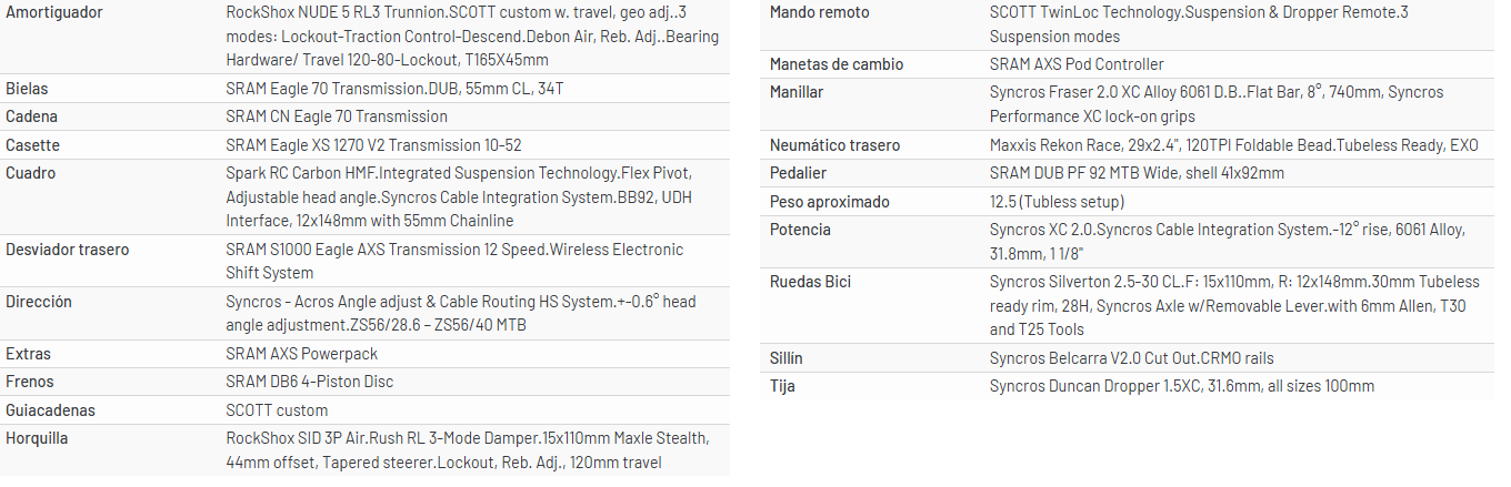 Bicicleta Scott Spark RC Team