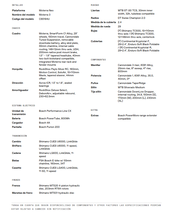 Bicicleta Cannondale Moterra 3