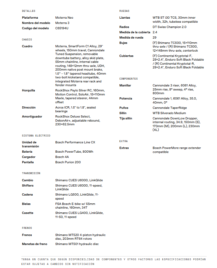 Bicicleta Cannondale Moterra 3
