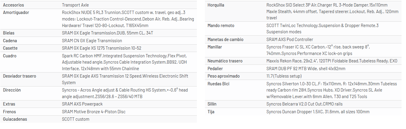 Bicicleta Scott Spark RC Team Issue