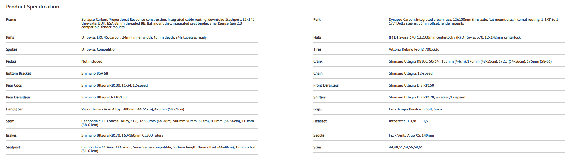 Bicicleta Cannondale Synapse Carbon 2
